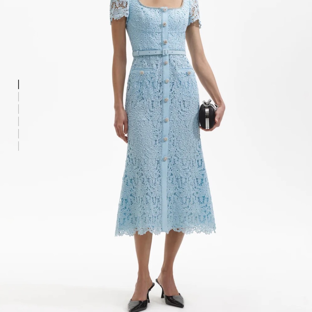 Self-portrait blue lace midi dress